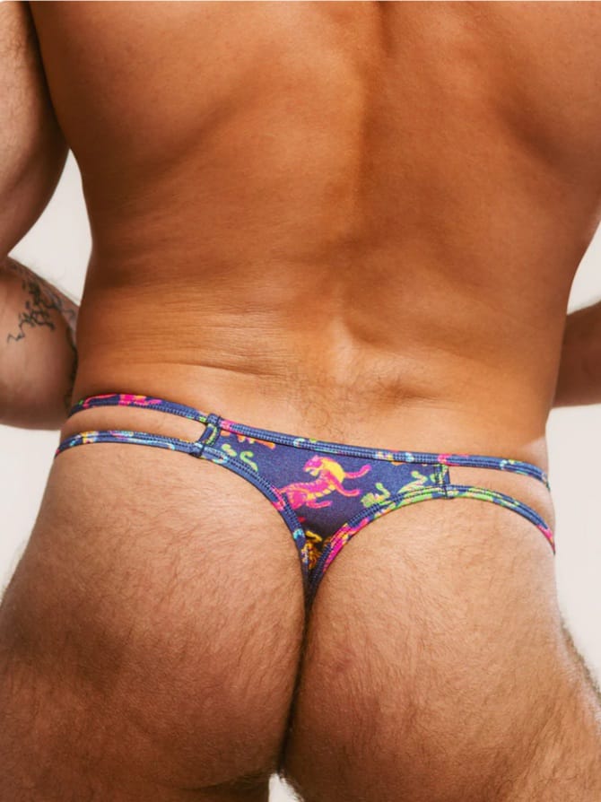 Men's Luxe Satin Double Strap Thong Underwear